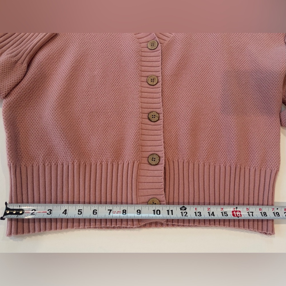 Merokeety Blush Pink Exposed Hem Sleeve Ribbed Stretchy Button-Up Cardigan Large - Picture 3 of 15